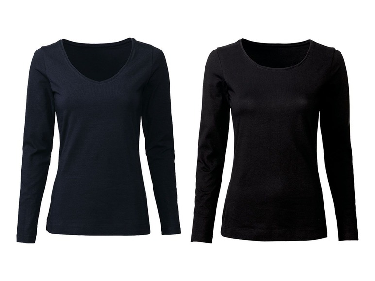 Gehe zu Vollbildansicht: ESMARA® Langarmshirt Damen, 2 Stück, in Single-Jersey-Qualität, aus Baumwolle und Elasthan - Bild 8
