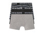 Drei Paar Stock & Hank Boxershorts in Grau, Schwarz und gestreift.
