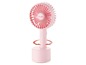 Ein rosa Unold tragbarer Ventilator mit Drehfunktion.