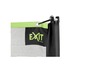 Ein schwarzes Trampolinnetz mit grünem Rand und einem EXIT Toys-Logo.