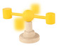 Ein Holzspielzeug mit gelben Gewichten