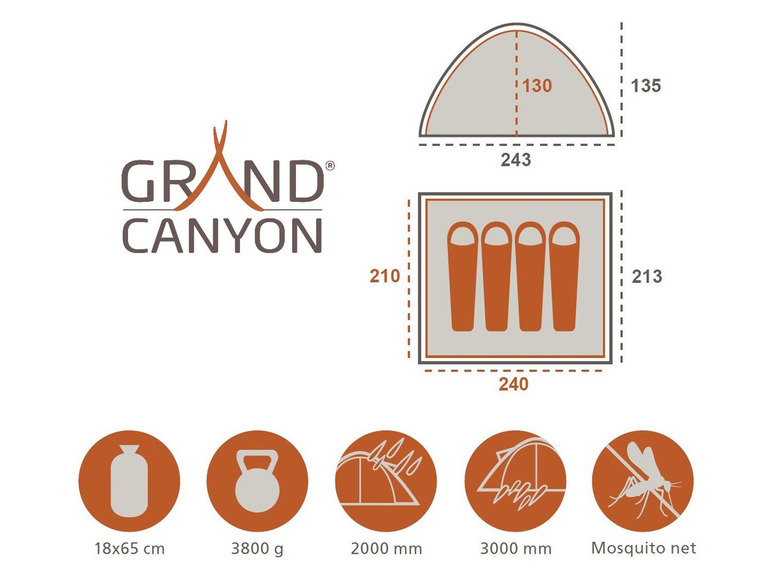 Gehe zu Vollbildansicht: Grand Canyon Zelt »Phoenix L«, für 4 Personen, separates Innenzelt, Kuppelkonstruktion - Bild 14