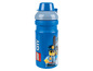 Eine blaue Wasserflasche mit Lego City Design.