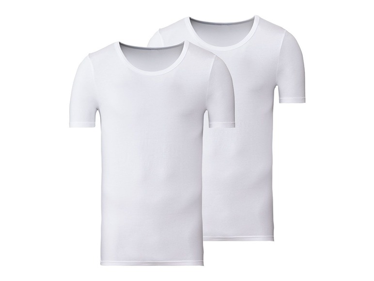 Gehe zu Vollbildansicht: LIVERGY® Unterhemd Herren, mit Rundhals- oder V-Ausschnitt, mit Baumwolle, 2 Stück - Bild 2