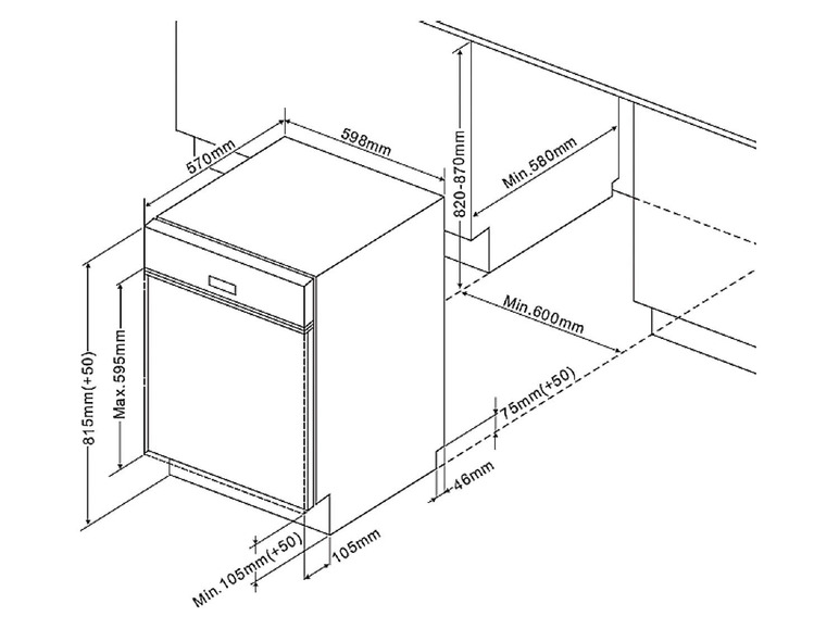 Installationsanweisungen für einen Geschirrspüler.