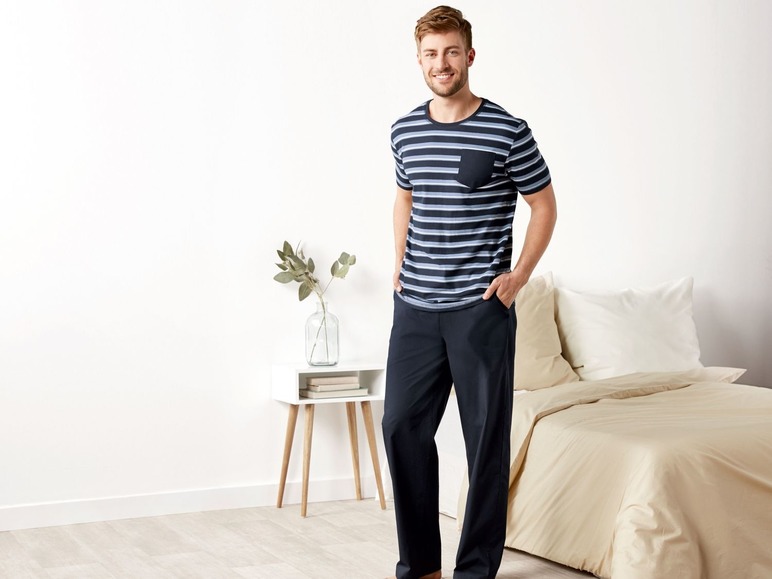 Gehe zu Vollbildansicht: LIVERGY® Herren Pyjama, mit Bindeband und Taschen, aus reiner Baumwolle - Bild 13