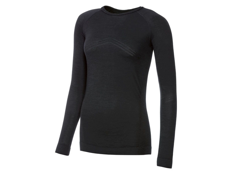 Schwarze Thermo-Unterwäsche mit langen Ärmeln für Damen.