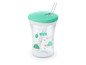 NUK Trinkbecher mit Strohhalm und Schildkröten-Design.