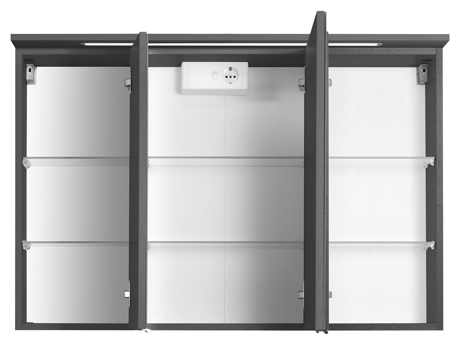 HELD Bologna 3D Spiegelschrank 60/70/80/90/100cm (LED Einbauleuchte, Graphitgrau, 100 cm) – Bild 2 von 4