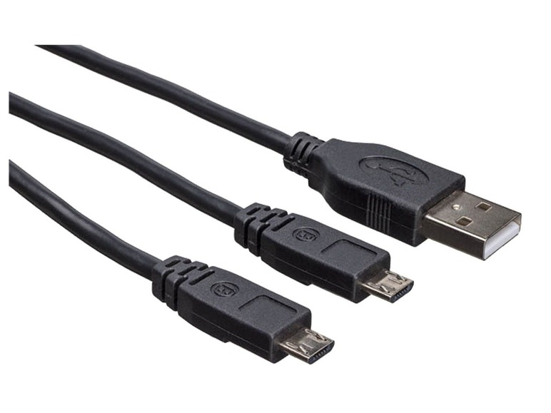 Zwei schwarze USB-Kabel mit Micro-USB-Steckern.