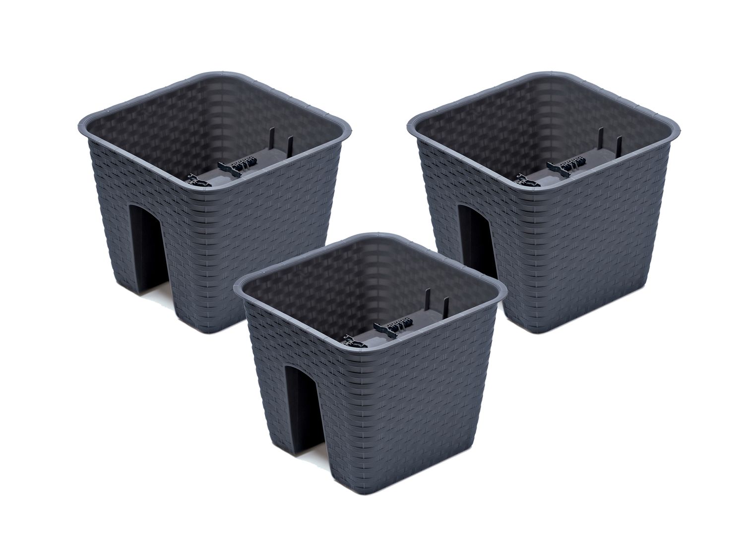 Prosperplast Geländertopf Ratolla Railing 3-er Set (Quadratisch, Anthrazit, 272x272x225 mm) | 05905197282794