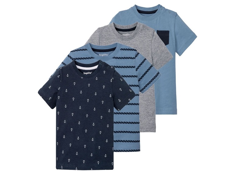 Gehe zu Vollbildansicht: LUPILU® Kleinkinder T-Shirts Jungen, 4 Stück, mit Bio-Baumwolle - Bild 2