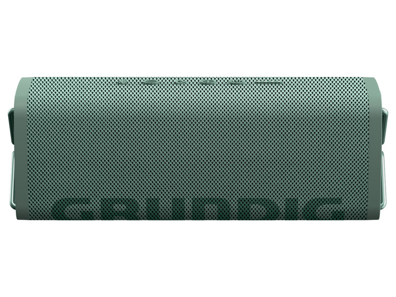 Ein grüner tragbarer JBL-Lautsprecher.