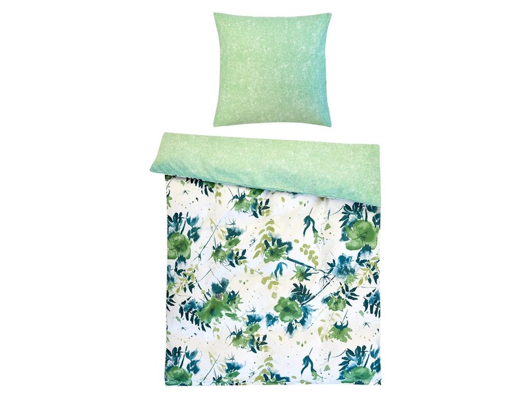 Gehe zu Vollbildansicht: Dobnig Mako-Satin Bettwäsche »Blumen grün«, Wendedesign, mit Reißverschluss - Bild 3