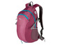 Ein rosa Rucksack mit blauen Akzenten.