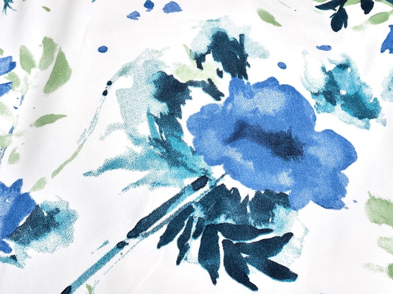 Gehe zu Vollbildansicht: Dobnig Mako-Satin Bettwäsche »Blumen blau«, Wendedesign, mit Reißverschluss - Bild 5