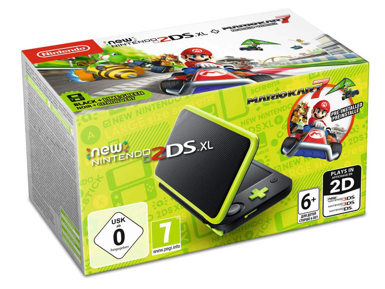 Gehe zu Vollbildansicht: Nintendo New Nintendo 2DS XL, inklusive Mario Kart 7, DS und 3DS kompatibel, Schwarz/Grün - Bild 1