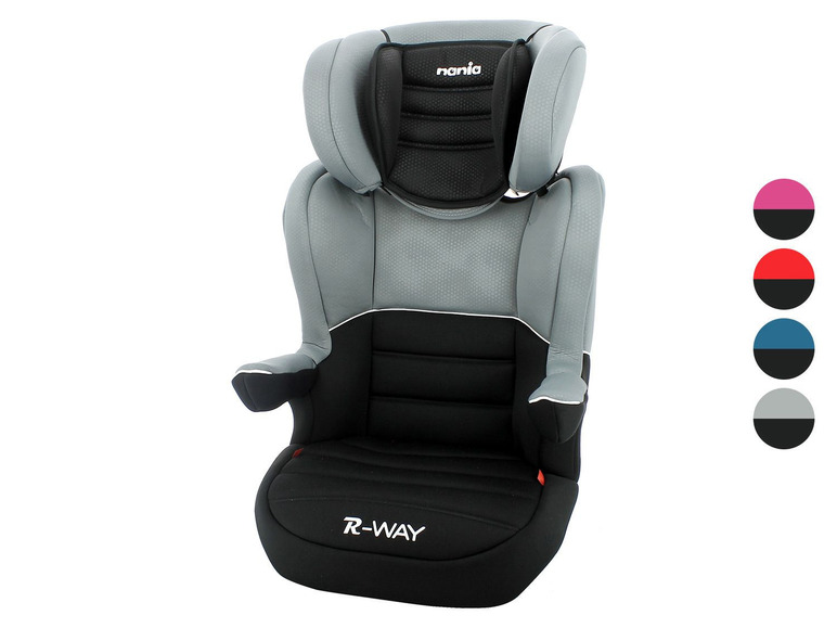 Ein grauer und schwarzer Autositz von Nania namens R-Way.