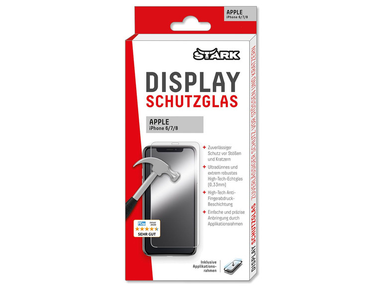 Gehe zu Vollbildansicht: Stark Display Schutzglas, 2D, für iPhone und Samsung, mit Montagerahmen - Bild 2