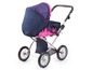 Ein rosa Kinderwagen mit Herzchenmuster.
