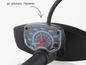 Nahaufnahme einer schwarzen Fahrradpumpe mit Manometer.