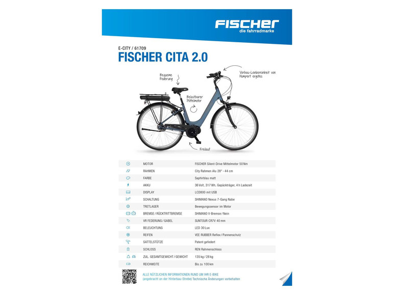 Gehe zu Vollbildansicht: FISCHER E-Bike City »Cita 2.0«, 28 Zoll Modell 2021 - Bild 18