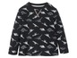 Schwarzes Langarm-T-Shirt für Jungen mit Dinosaurier-Motiv.
