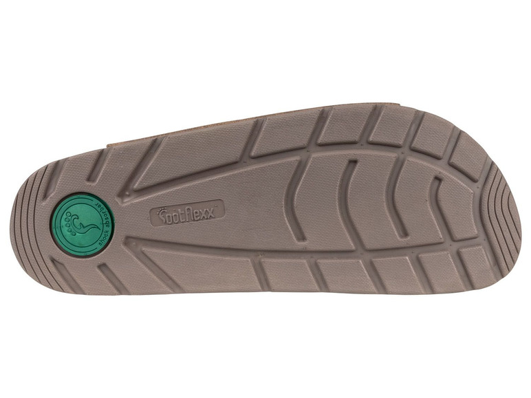 Sohle eines Footflexx-Slippers mit stoßdämpfender Sohle.