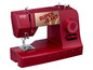 Eine rote Toyota Nähmaschine, speziell für Jeans.