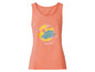 Ein rosafarbenes Tanktop mit einem Sonnenmotiv und dem Schriftzug 'Let's go surfing'.