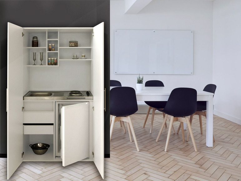 Gehe zu Vollbildansicht: respekta Schrankküche, B 104 cm, mit Kühlschrank, Auflagenspüle mit Duokochfeld - Bild 4
