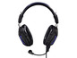 Schwarzes Gaming-Headset mit blauen Akzenten und Mikrofon.