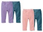 Zwei Paar Mädchen-Leggings in Rosa und Lila.