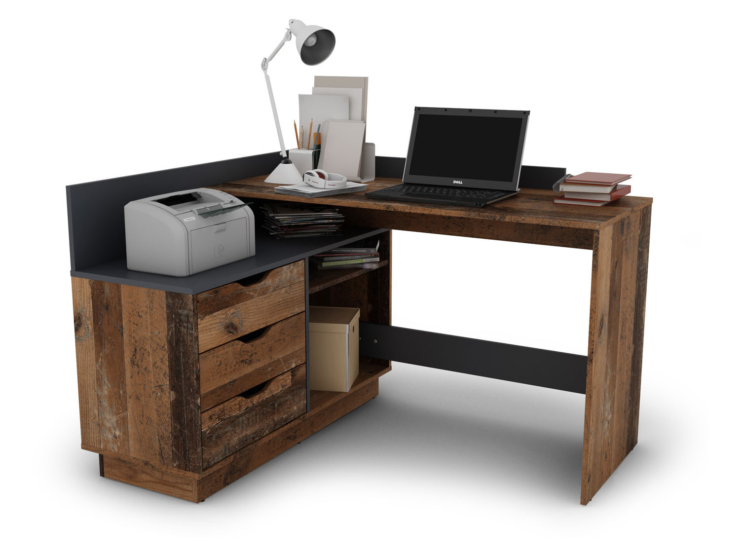 Thumbnail - byLIVING Schreibtisch Belfast (Old Wood / Anthrazit)