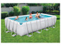 Ein Bestway Power Steel Pool mit Leuten, die darin schwimmen.