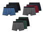 Ein Set mit sechs Boxershorts in verschiedenen Farben, darunter Grau, Blau, Grün und Rot.