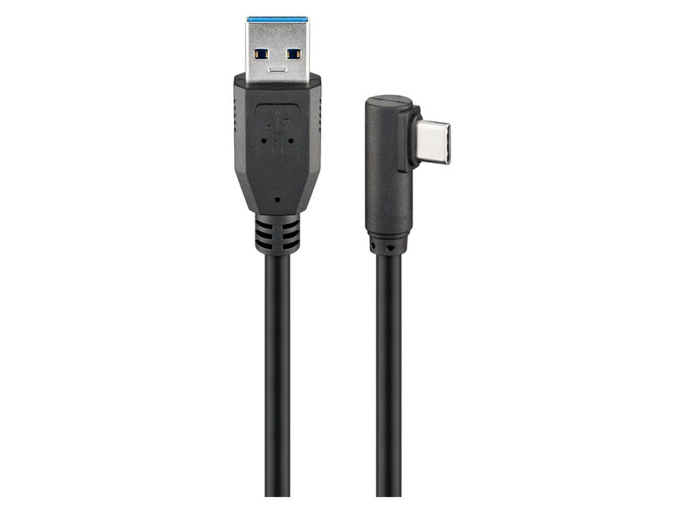 Gehe zu Vollbildansicht: Goobay USB-C™ auf USB-A 3.0 Kabel, 90°, schwarz, 2 m - Bild 1