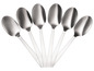 Sechs silberne Löffel in Fächerform