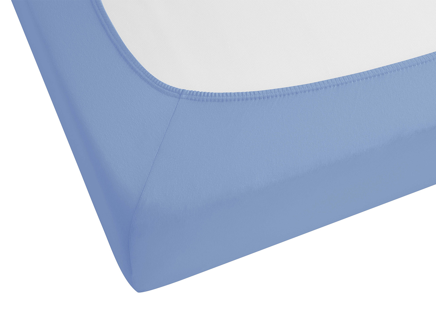 Thumbnail - Biberna Premium Jersey-Elasthan Spannbettlaken (Blau, 90 - 100 x 200 cm)