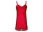 Ein rotes Satin-Nachthemd mit Spitze.