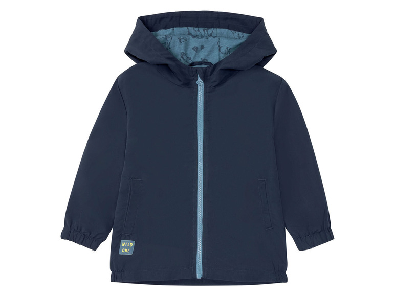 Eine dunkelblaue Jacke mit Kapuze für Jungen der Marke Wild One.