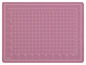 Eine rosa Schneidematte mit Zoll- und Zentimetermarkierungen