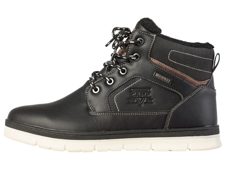 Schwarze Leder-Stiefeletten von Camp, wasserdicht.