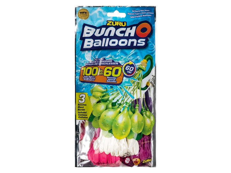 Zuru Bunch O Balloons Wasserballons mit 100 Ballons in 3 Bündeln.