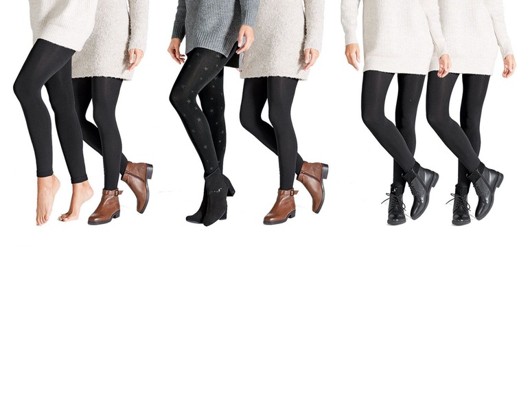 Schwarze Leggings und Stiefeletten mit Sternenmuster.