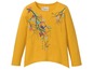 Gelbes Langarmshirt von Cherokee mit einem Aufdruck von einem Zweig mit Vögeln.
