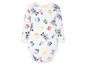 Weißer Baby Strampler mit Mickey Mouse Motiv.