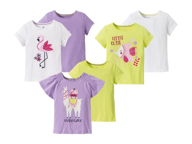 Gehe zu Vollbildansicht: LUPILU® Kleinkinder T-Shirt Mädchen, 2 Stück, eins mit Print, aus reiner Baumwolle - Bild 1