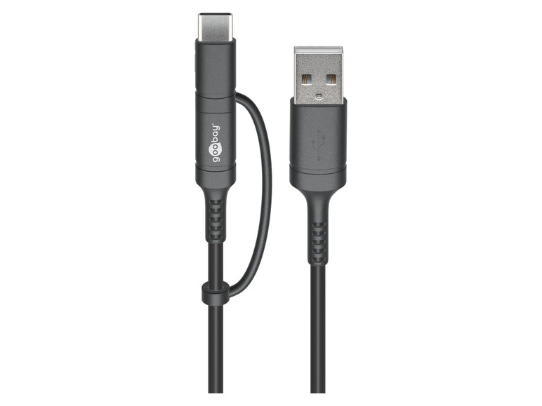 Gehe zu Vollbildansicht: Goobay USB-A 2.0 auf USB-C™ und Micro-USB 2.0 Kabel, schwarz, 1 m - Bild 2