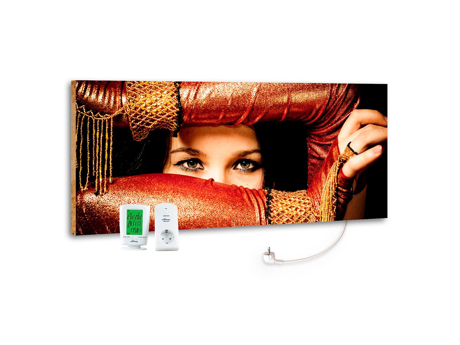 marmony® Infrarot-MOTIV-Heizkörper 800 Watt Natur mit Thermostat MTC-40 (Arabic Eyes) | 04050651830033